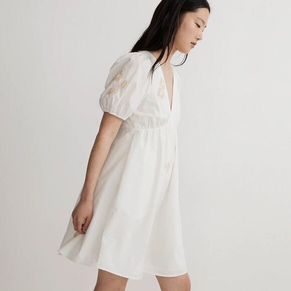 Madewell NWT Annamarie Mini Dress Size 4 Embroidered with Floral Appliqué NWT - Picture 4 of 8